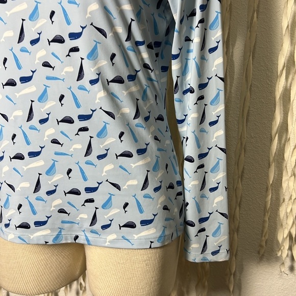 Lands' End Blue Whale Print Long Sleeve Swim Rash Guard Size S(2/4) - Picture 3 of 10